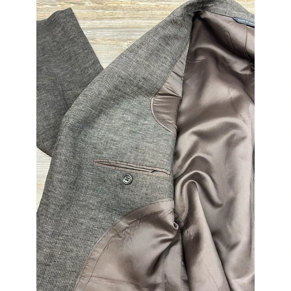 Banana Republic‎ Blazer Mens 44R Brown Linen Jacket Classic Office Quiet Luxury